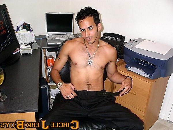 14P Computer geek boy shows off his tight body