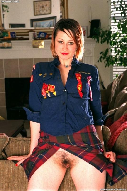 15P lovely redhead strips off her scout uniform and spread pie