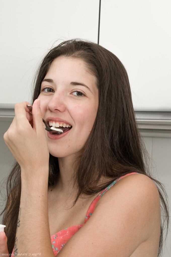 16P Virgin strips naked in kitchen