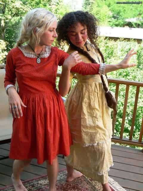 15P Hairy Blonde and Brunette Hippie Gals Dancing Outdoors