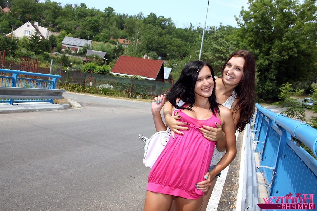 14P Teen lesbians in public lick and finger their friends pussy