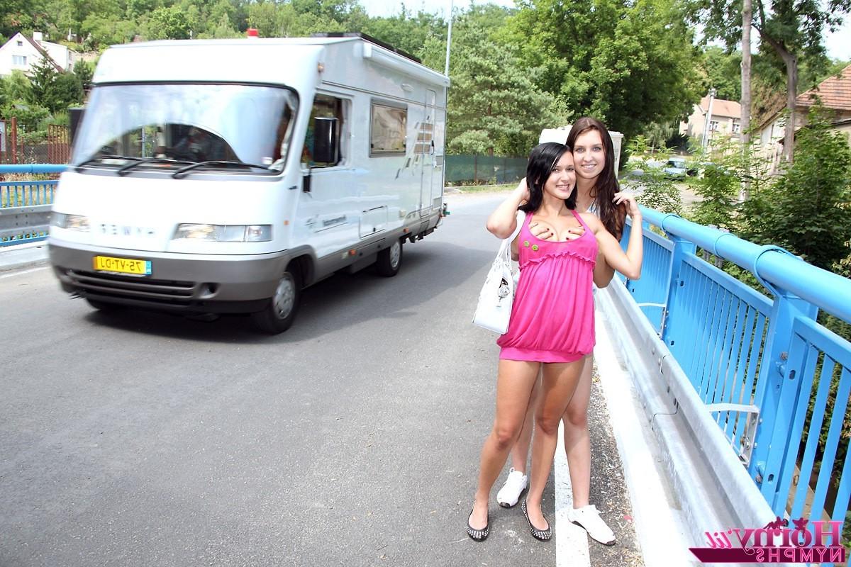 14P Teen lesbians in public lick and finger their friends pussy