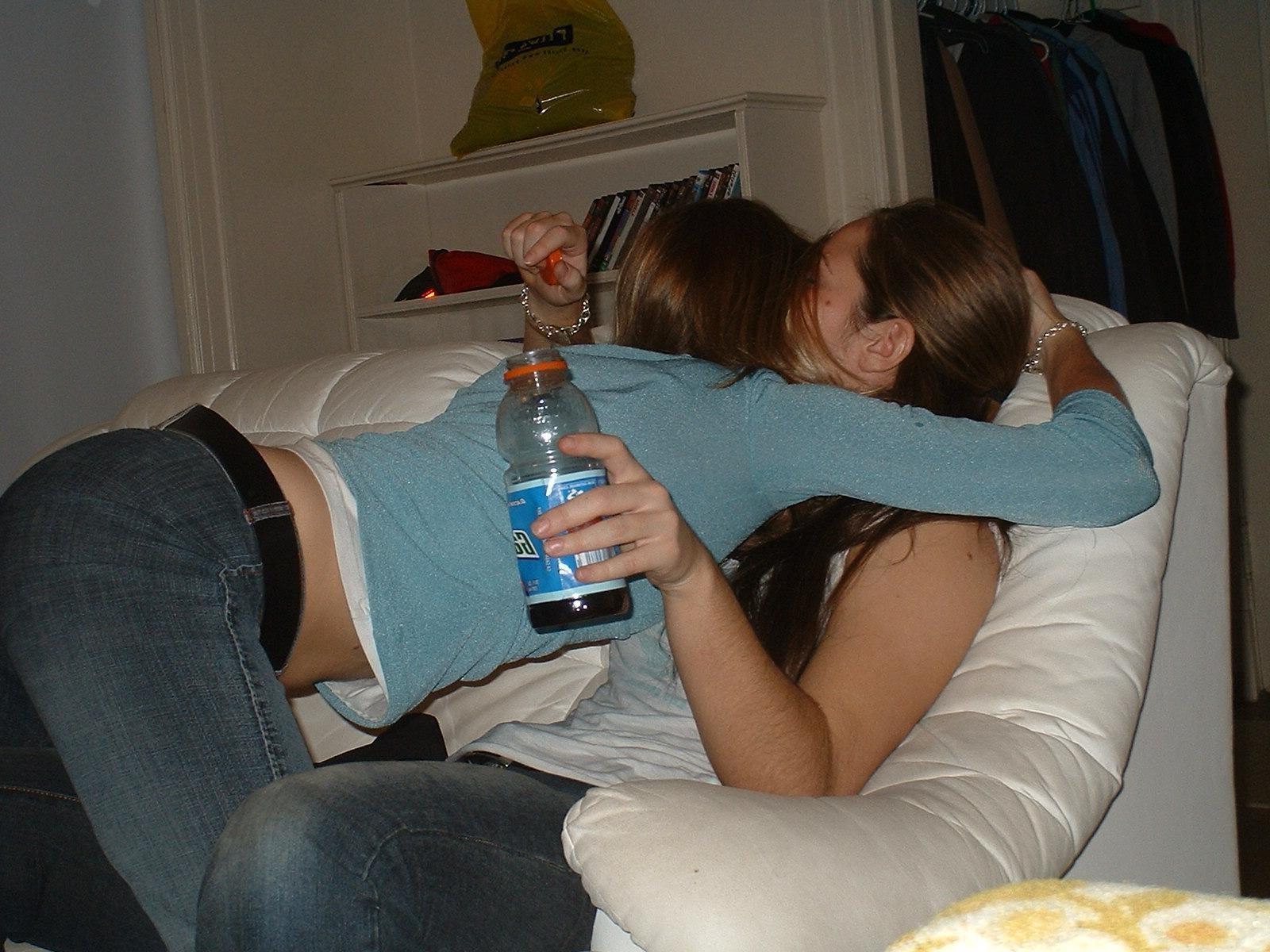 16P Drunk College Girls Attempt Lesbian Experience On A Dare