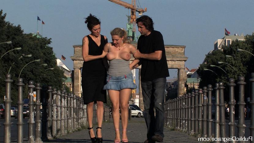 15P Hot milf has her huge tits exposed and get fucked in public