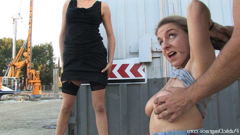15P Hot milf has her huge tits exposed and get fucked in public