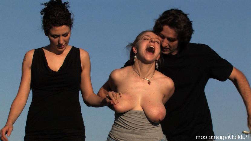 15P Hot milf has her huge tits exposed and get fucked in public