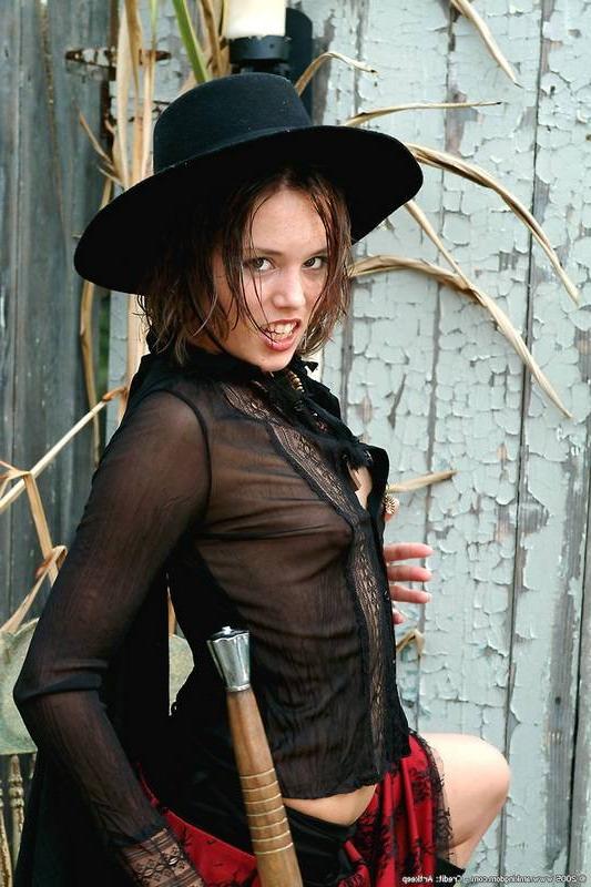 15P Freaky goth teen rubs her super puffy nipples
