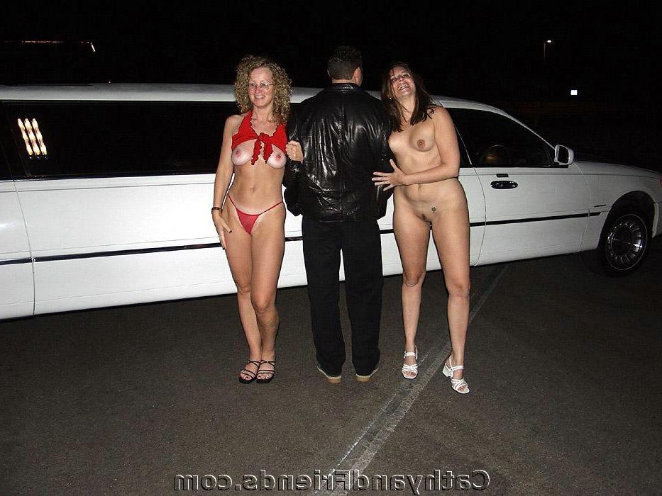 16P Two girls service guy in limo n public places