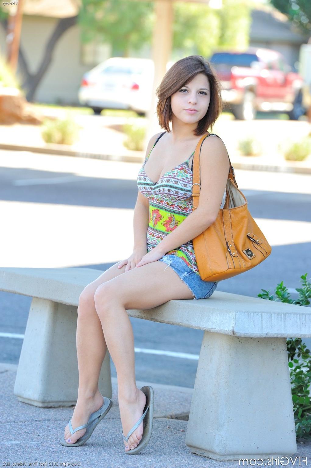15P Cute teen flashing in public