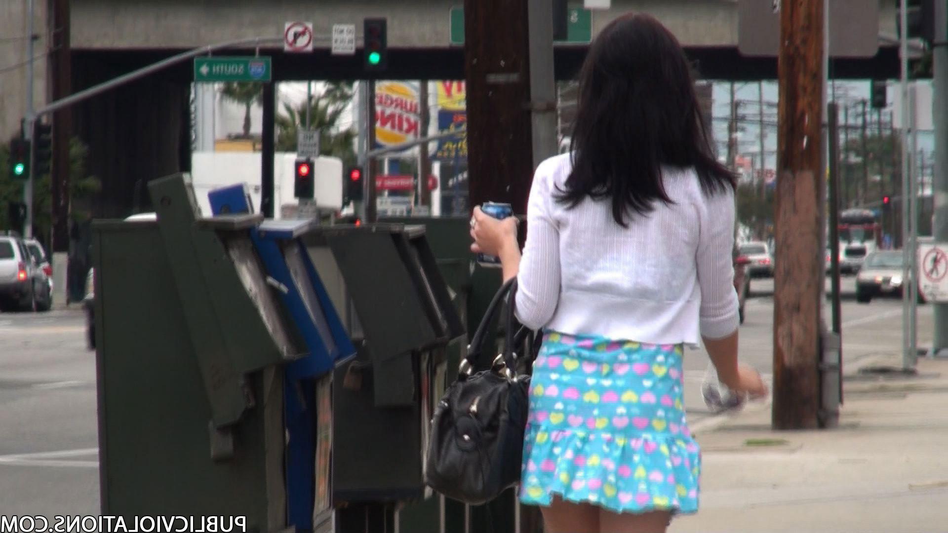 15P Brunette Gets Her Panties Pulled Down In Public