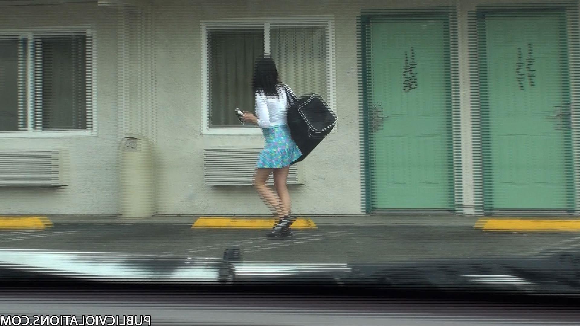 15P Brunette Gets Her Panties Pulled Down In Public
