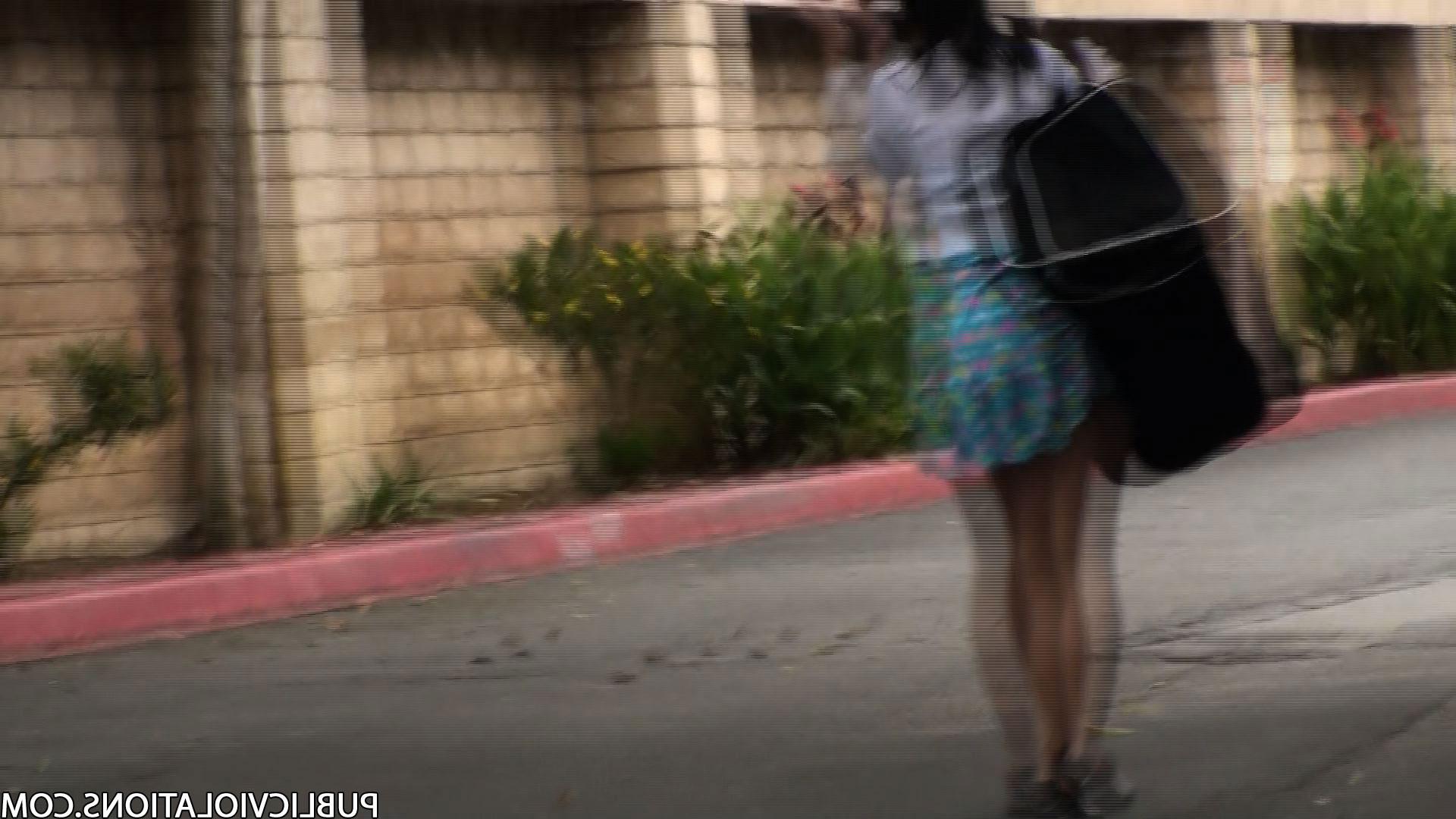 15P Brunette Gets Her Panties Pulled Down In Public