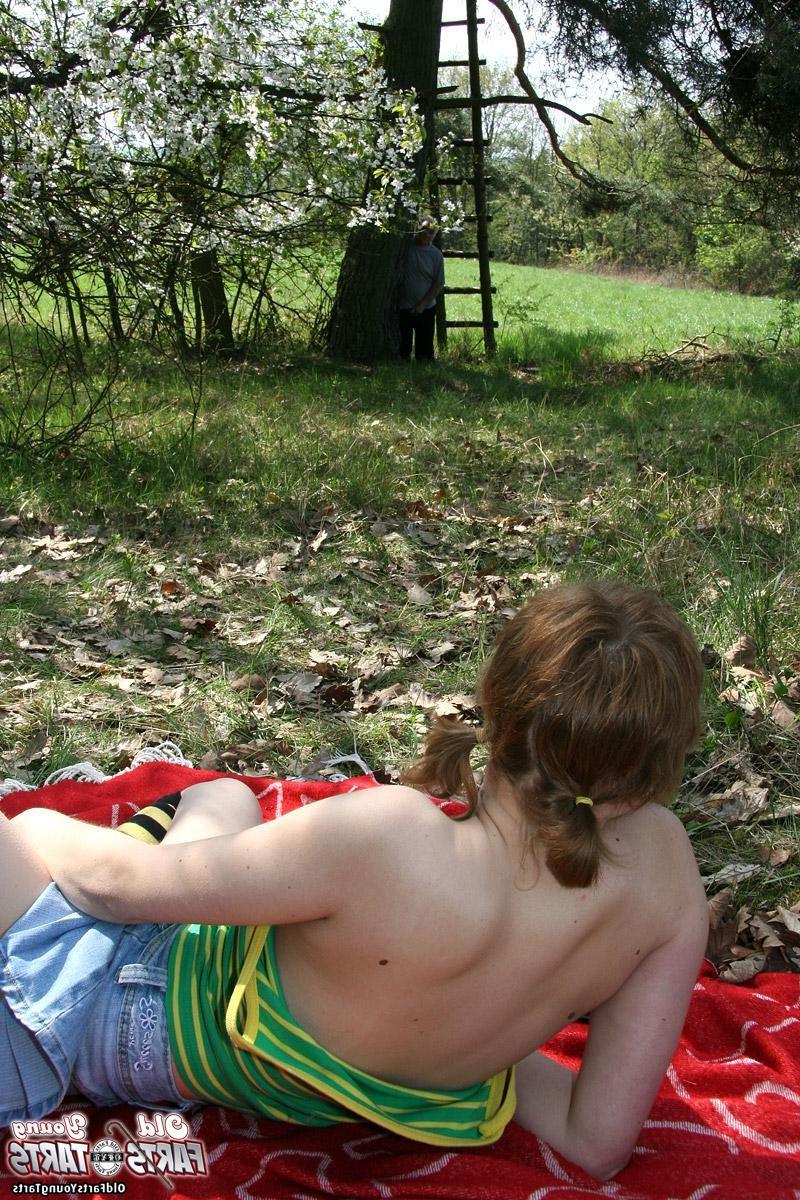 12P Teenie gets fucked in nature by an old horny man