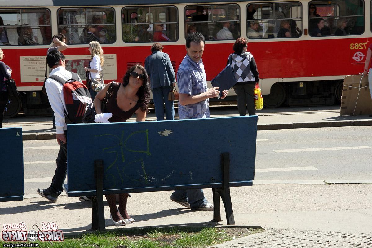 12P An old senior fucks much younger willing chick in public