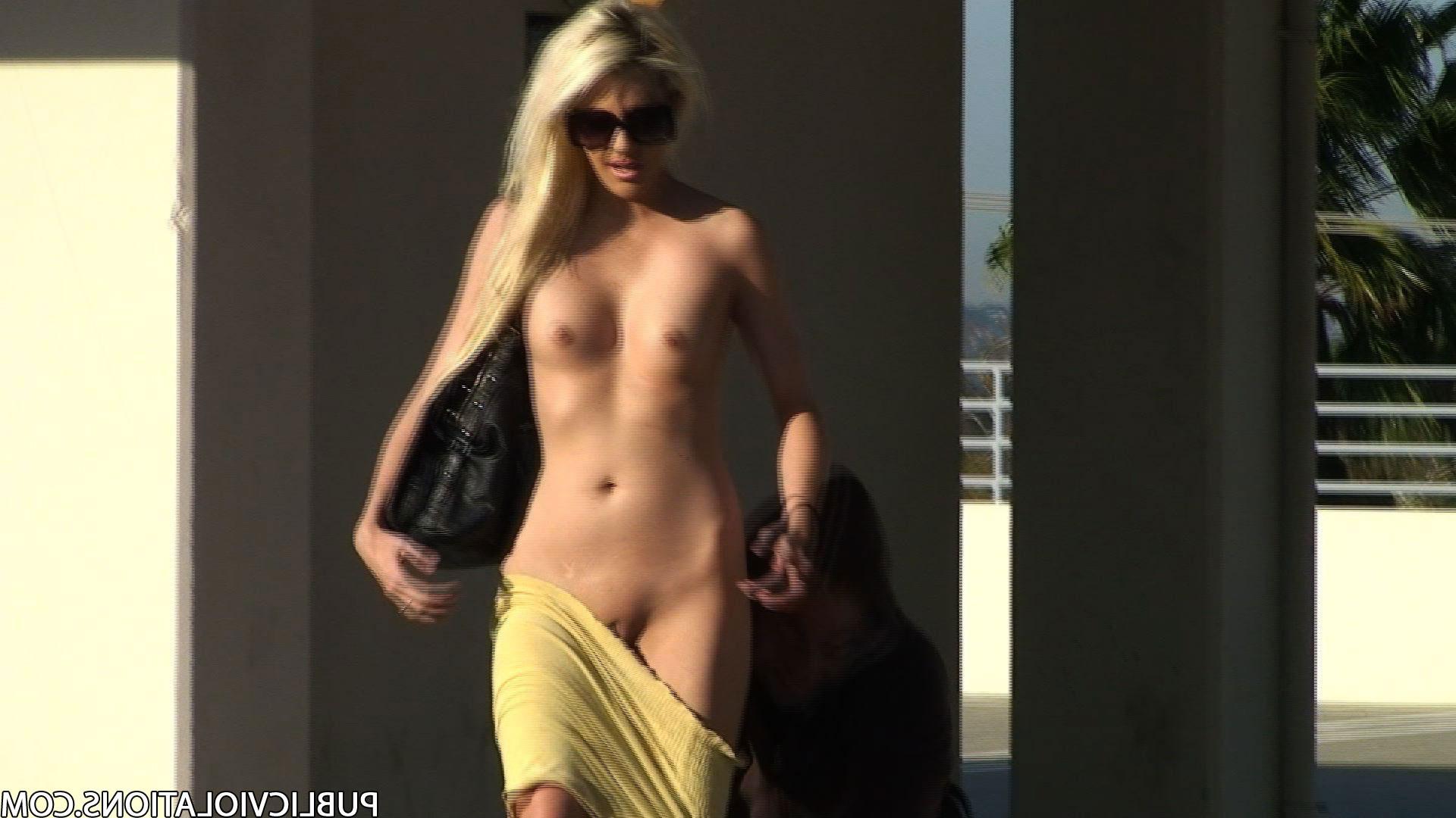 15P Sexy Blonde Gets Her Dress Pulled Down In Public