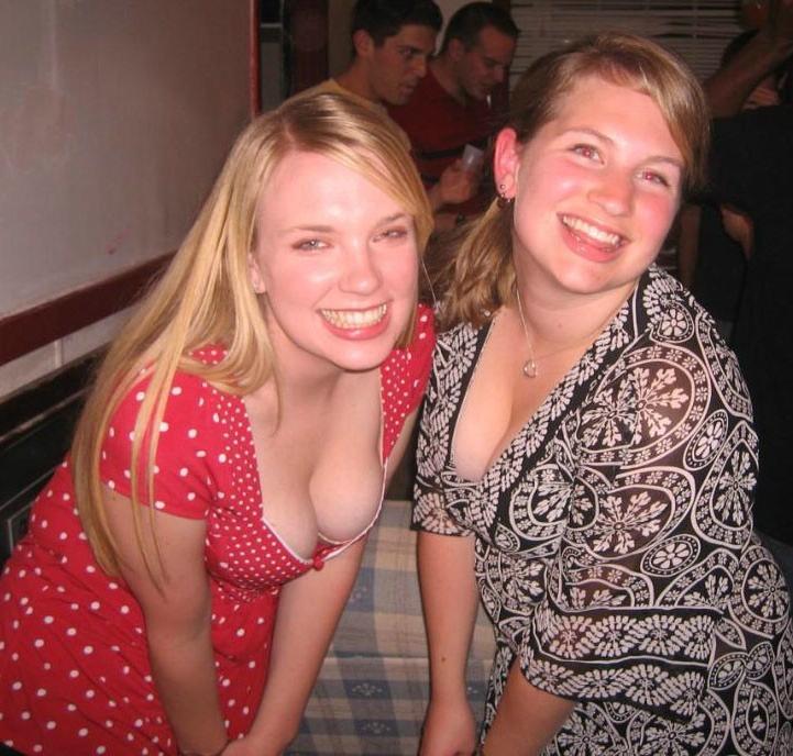 15P Busty drunk girlfriends show their cleavage at a party