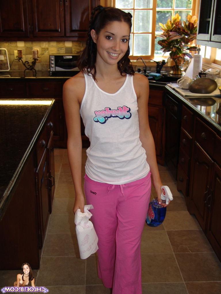 15P Eighteen year old spreads pussy on kitchen floor