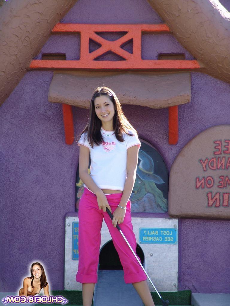 15P Teasing eighteen year old plays miniature golf