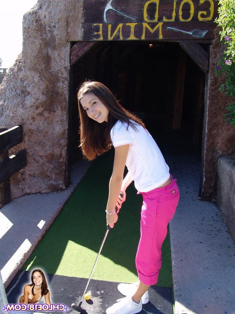 15P Teasing eighteen year old plays miniature golf