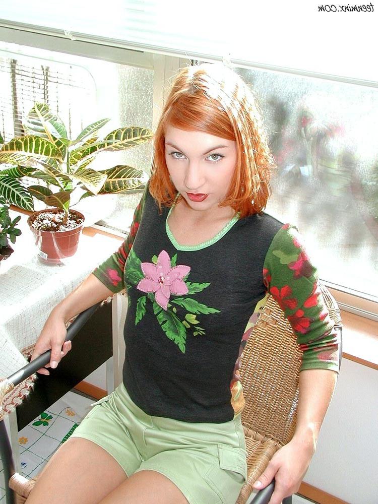 18P Cute petite redhead teen with a tight little ass strip teases