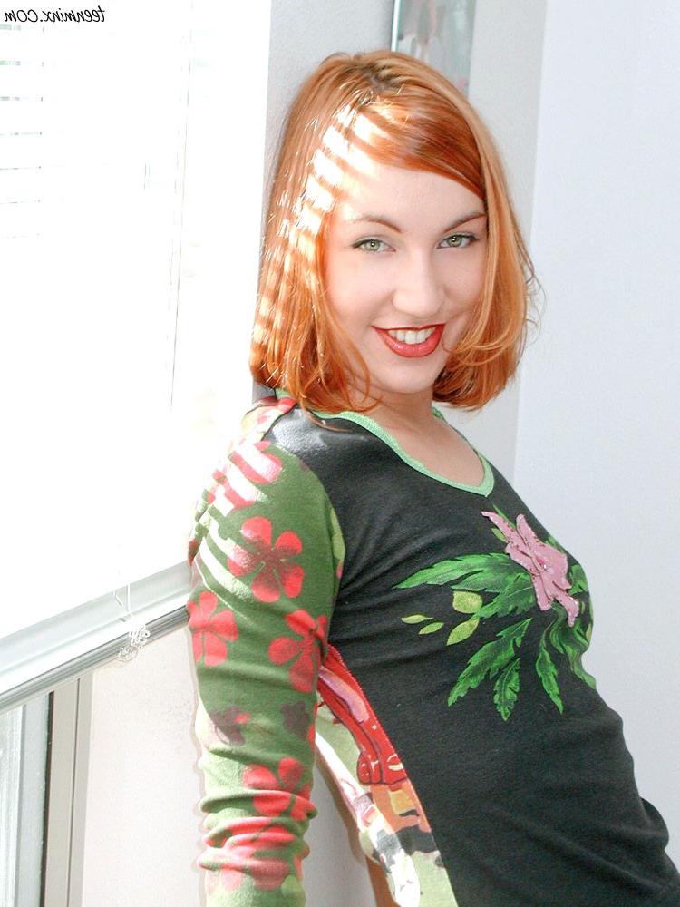 18P Cute petite redhead teen with a tight little ass strip teases