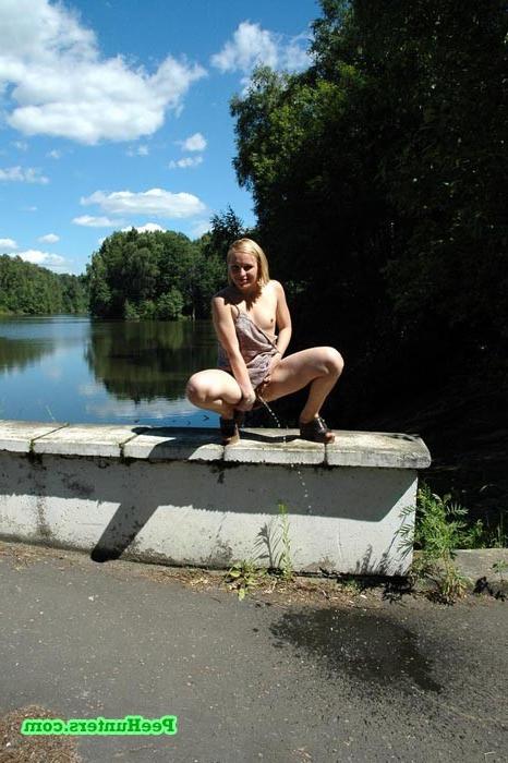 16P Nasty teen doing water sports in the public park