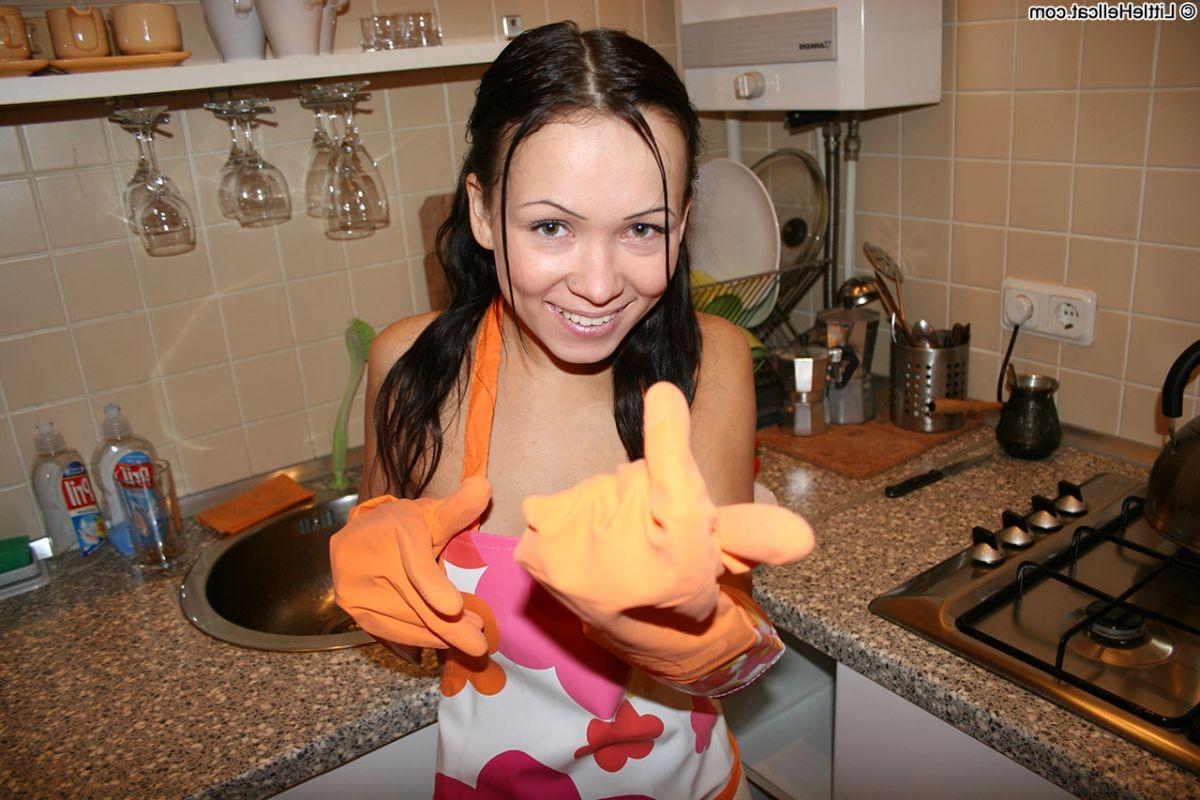 16P Petite teen gets hard fucked on the kitchen