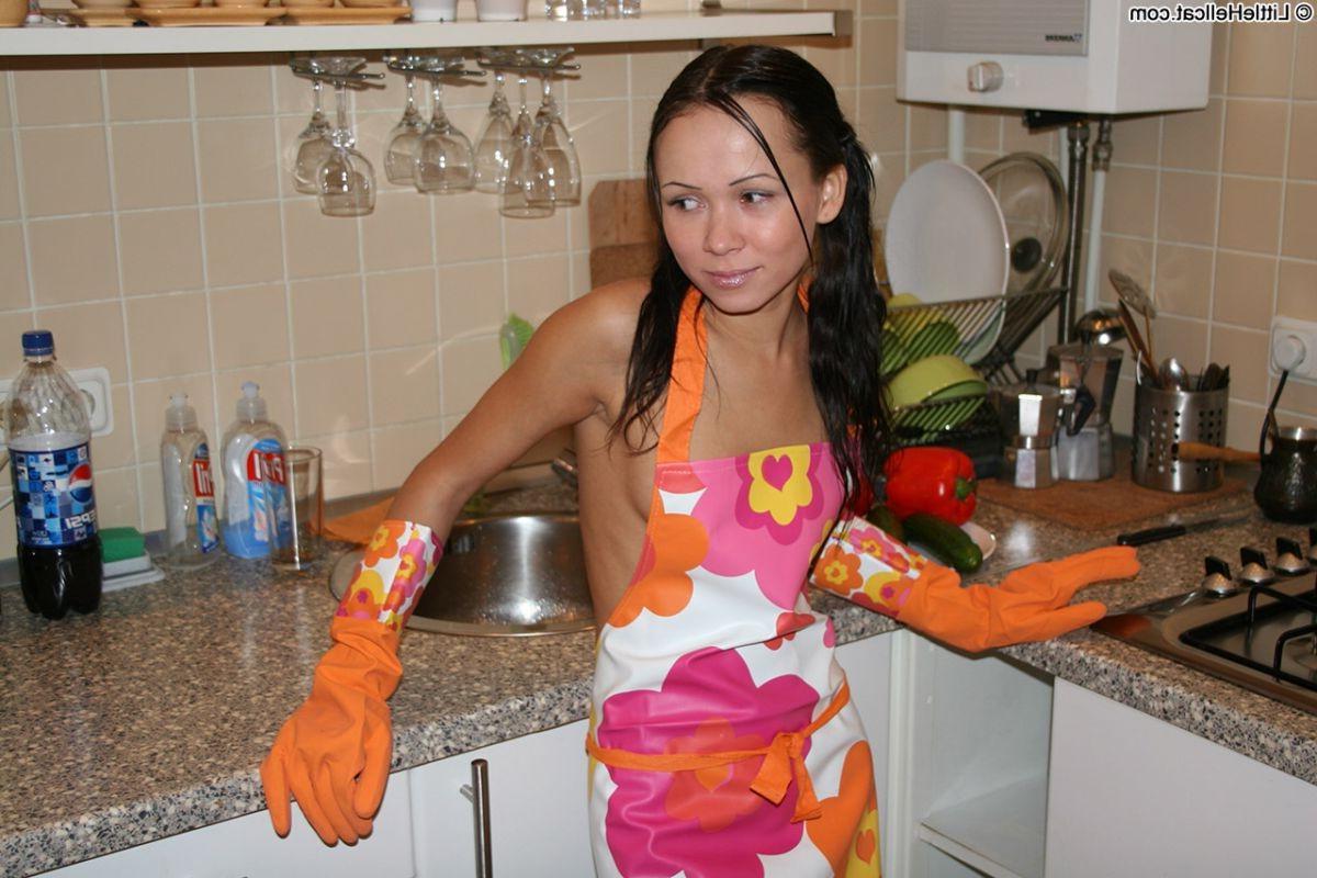 16P Petite teen gets hard fucked on the kitchen