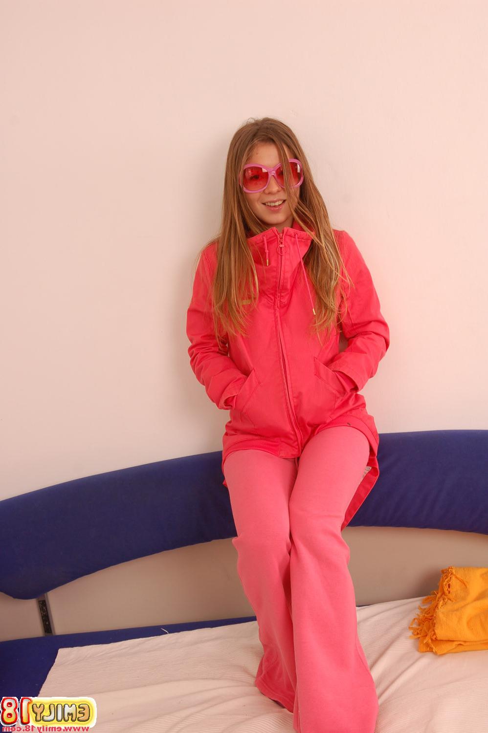 15P emily shows her pink underwear