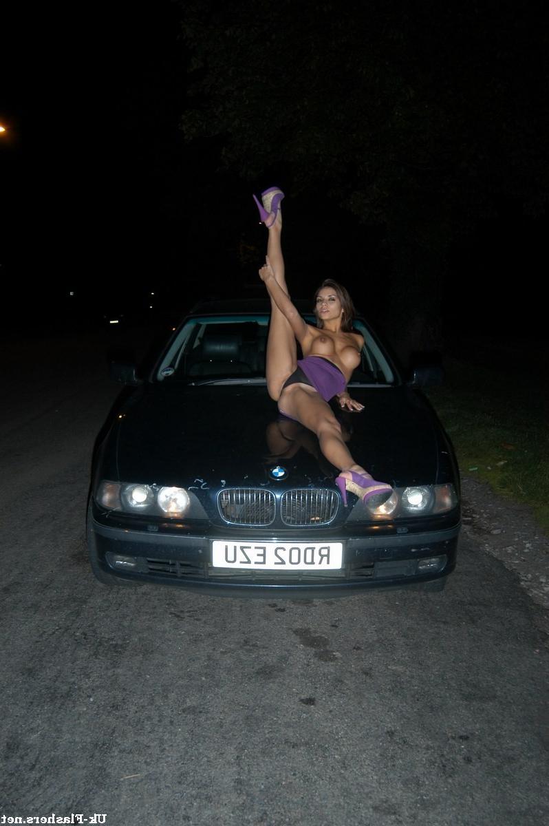 16P Big tit flashing and outdoor pornstar striptease by brunette Krystal Webb