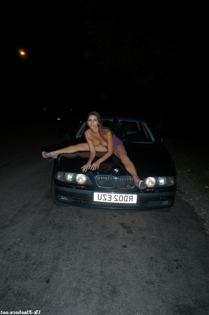 16P Big tit flashing and outdoor pornstar striptease by brunette Krystal Webb