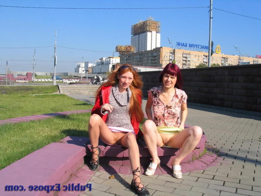 15P Two gals show their nude spots in public