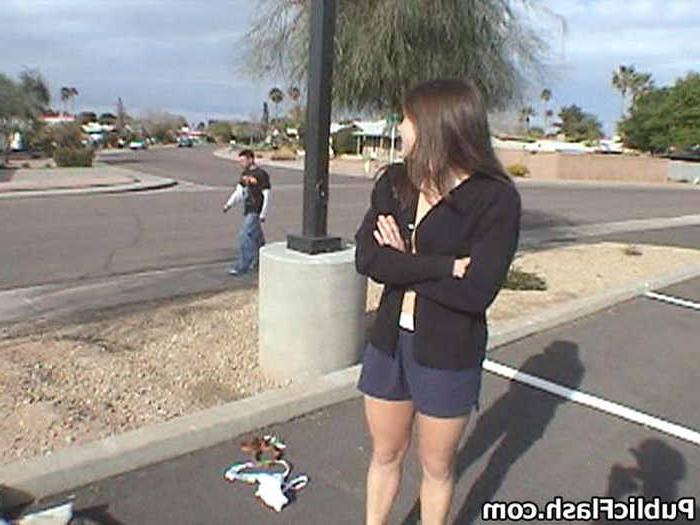 16P Mini Tit College Chick Talked Into Public Flashing on Street