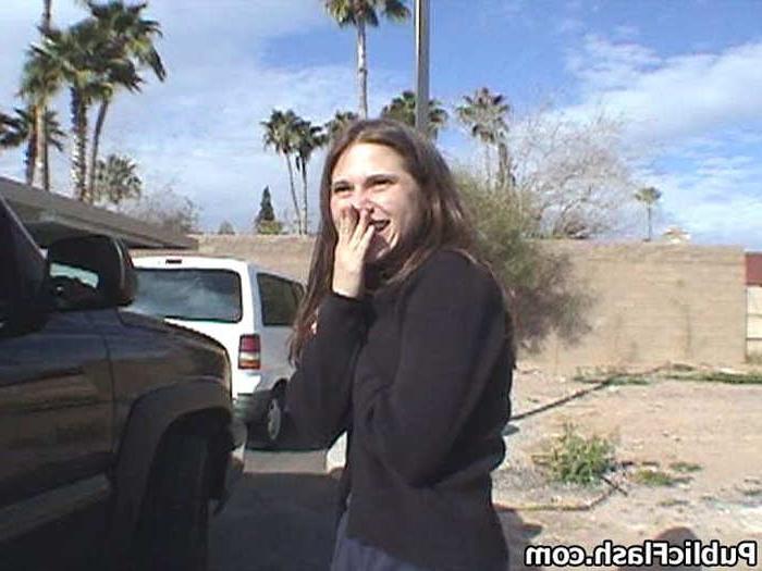 16P Mini Tit College Chick Talked Into Public Flashing on Street