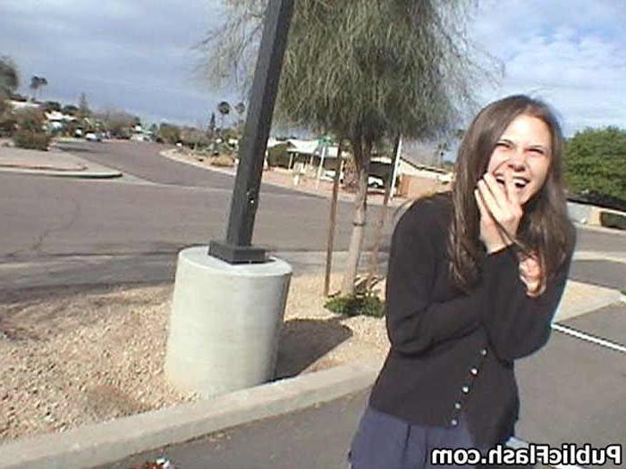 16P Mini Tit College Chick Talked Into Public Flashing on Street