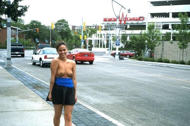 16P Flashing tits and ass in public