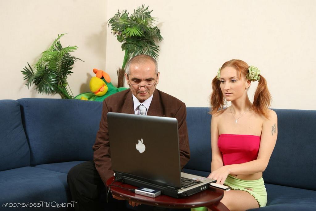 15P Redhead schoolgirl seduces and fucks her history teacher