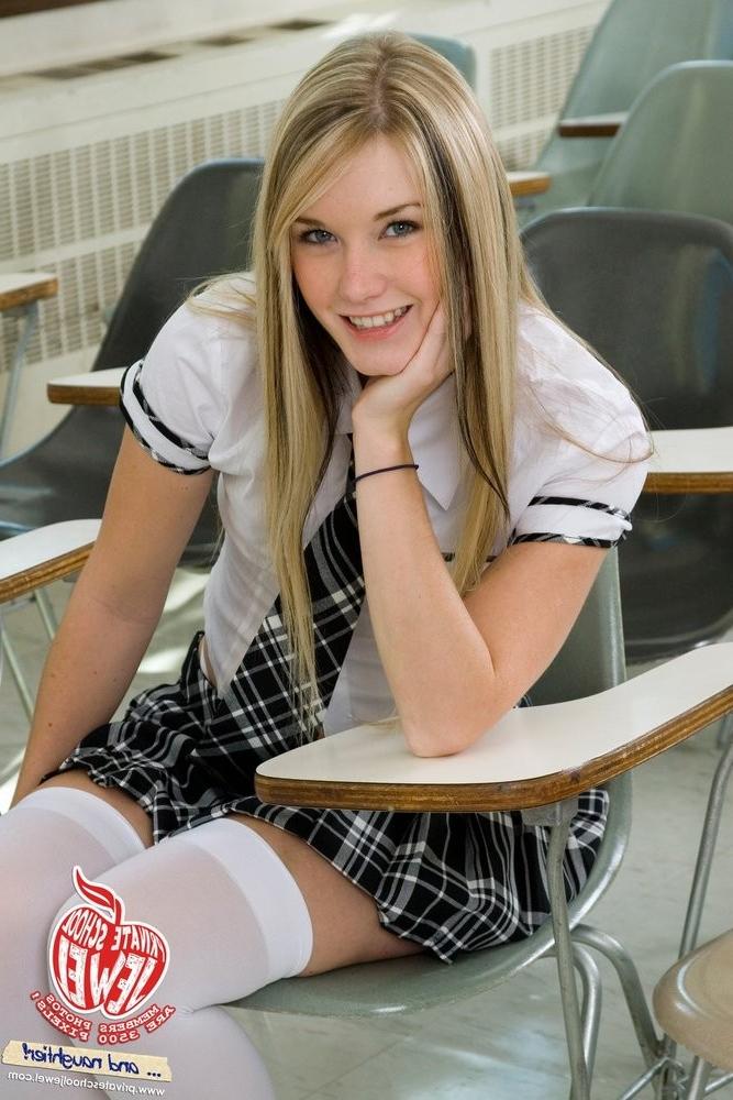 15P Private School Jewel nude in classroom