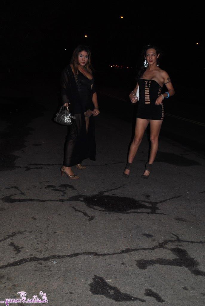 12P Nicole Montero and her tranny friend showing their cocks in public