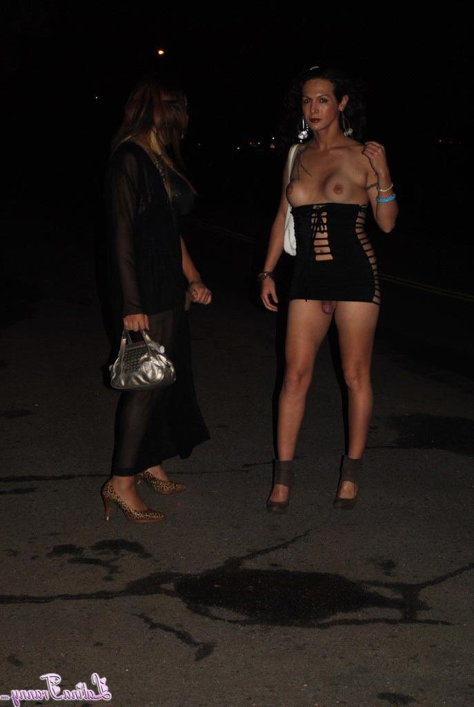 12P Nicole Montero and her tranny friend showing their cocks in public