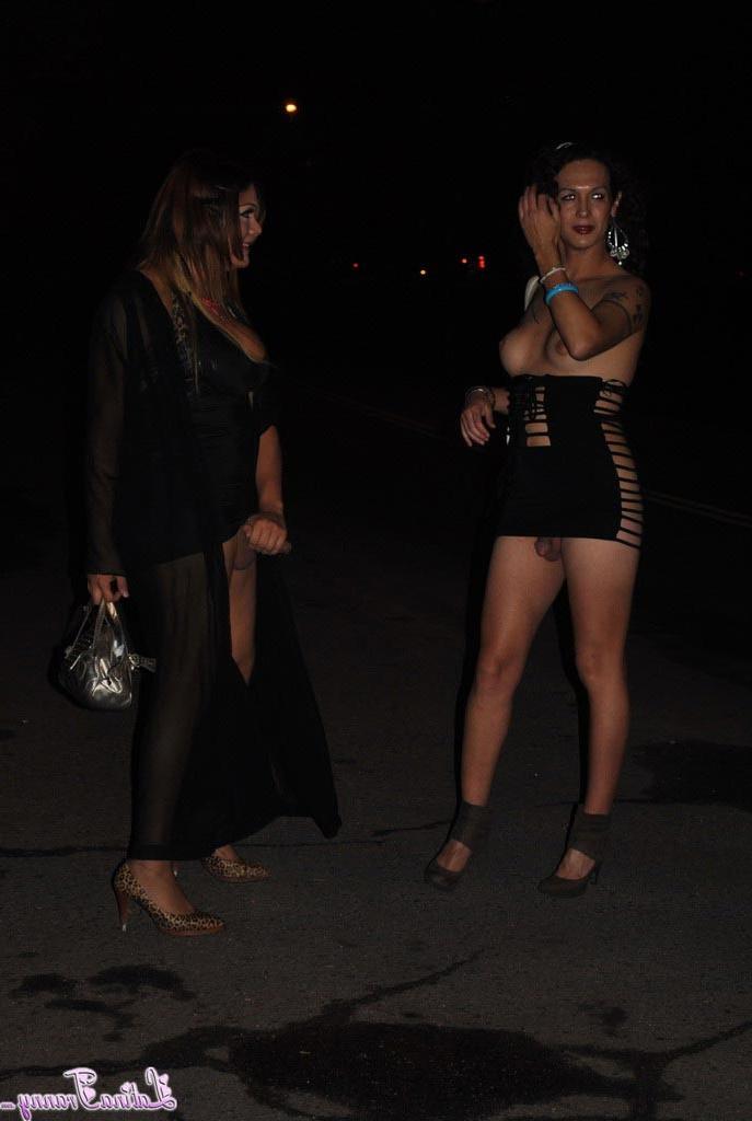 12P Nicole Montero and her tranny friend showing their cocks in public