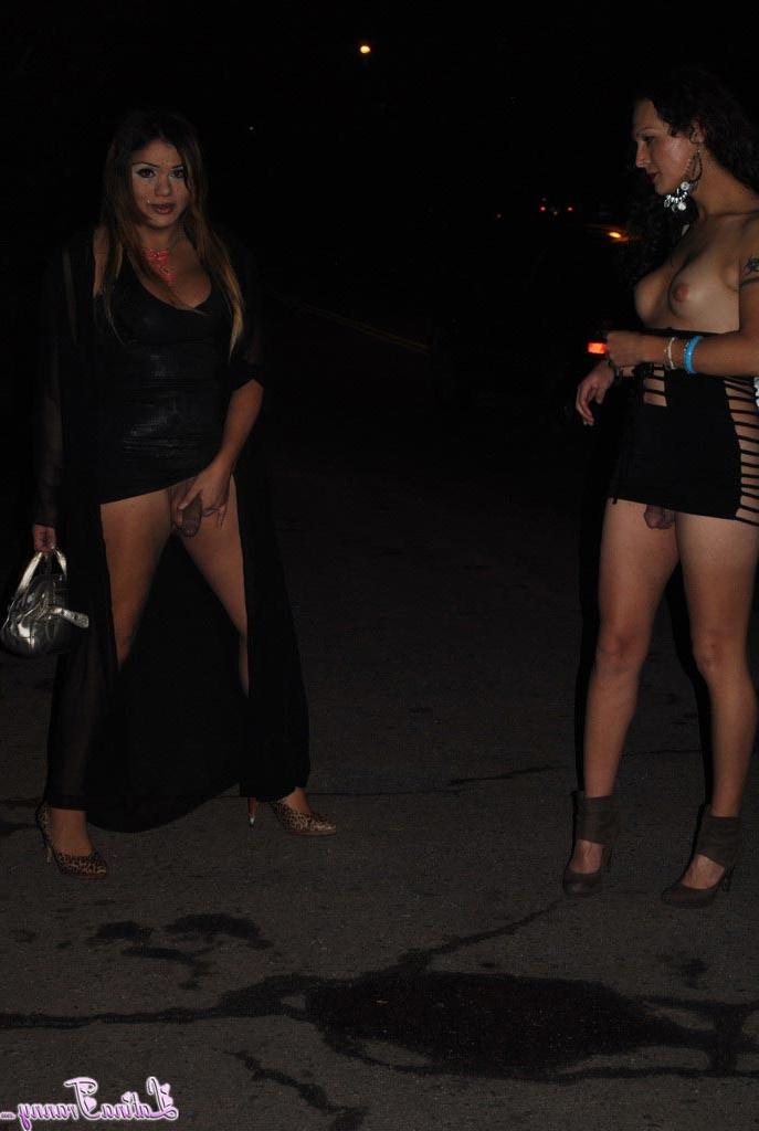 12P Nicole Montero and her tranny friend showing their cocks in public