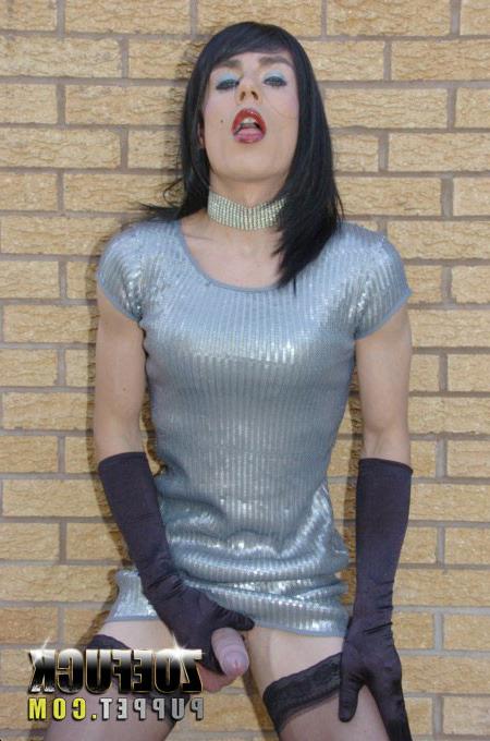 16P Transvestite Zoe in silver dress