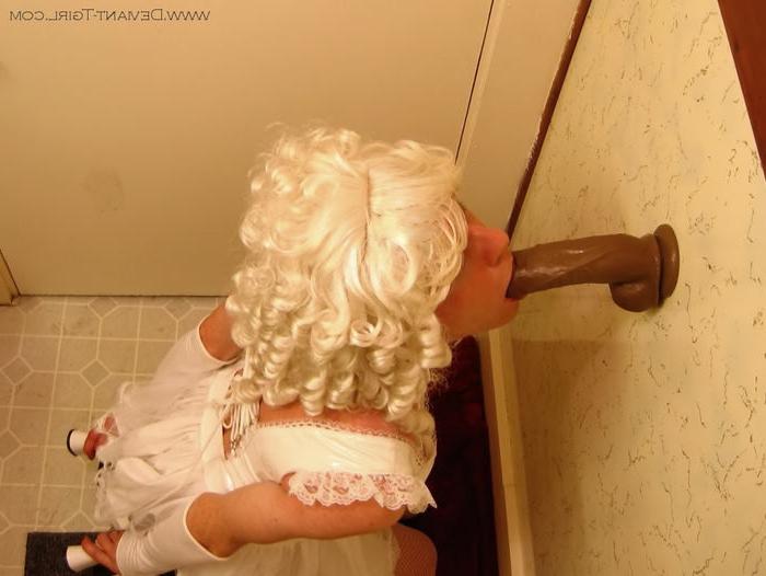 16P Transvestite in white petticoat sucking a big dick