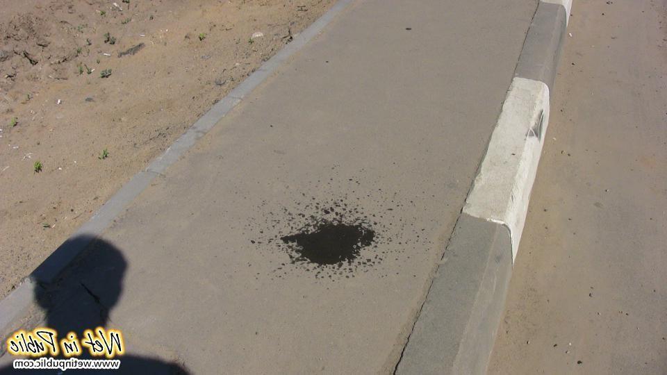 12P Busty bitch pissed herself on the road and then pulled off her jeans