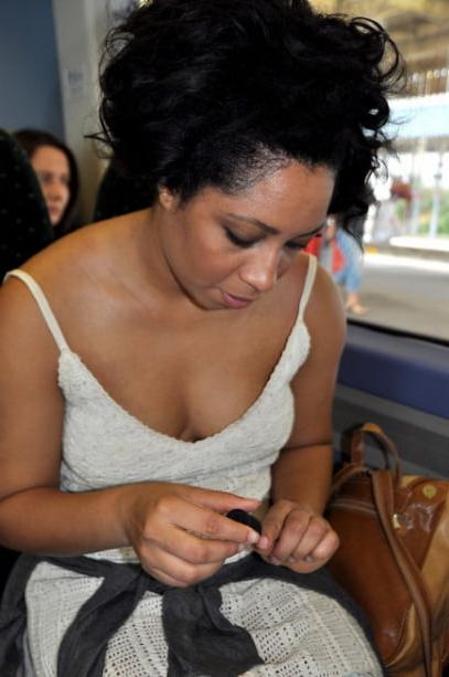 20P Mature ladies braless cleavage pokies 206