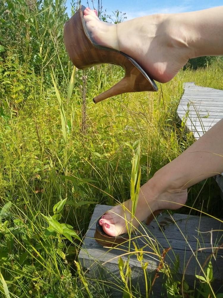 24P Lady L sexy wooden mules.
