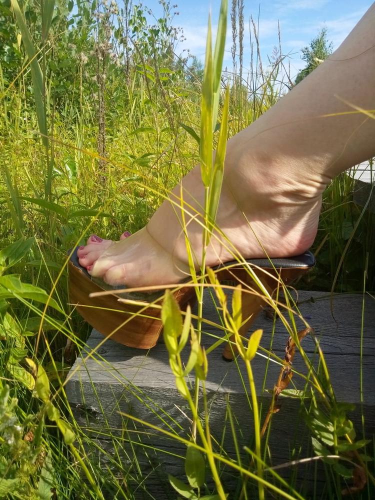 24P Lady L sexy wooden mules.