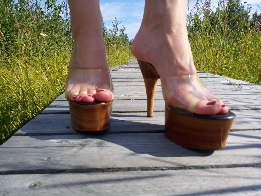 24P Lady L sexy wooden mules.