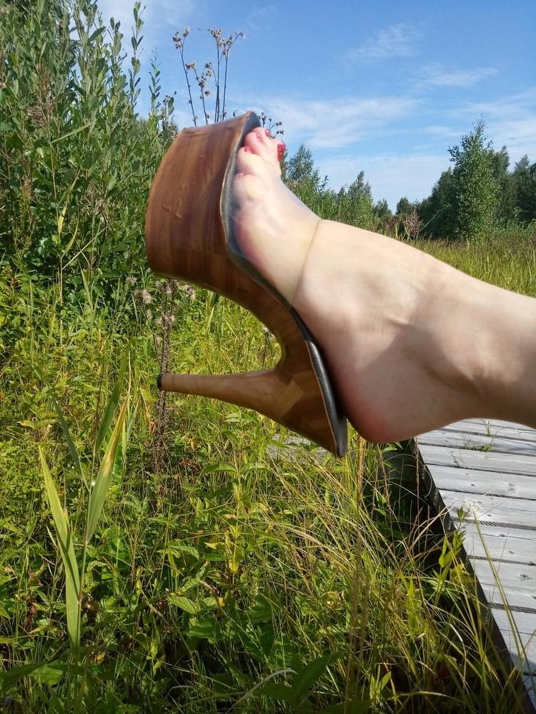 24P Lady L sexy wooden mules.